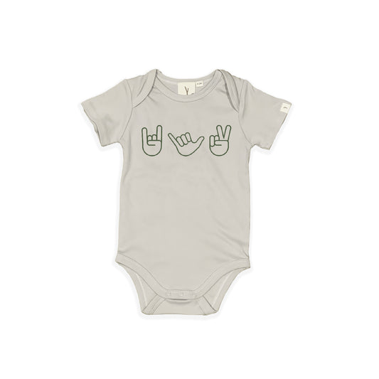 HAND SIGN SHORT SLEEVE BODYSUIT - GREY COLOUR