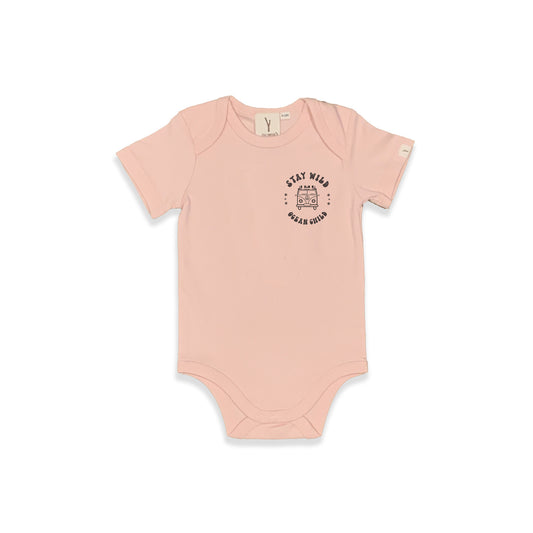 OCEAN CHILD SHORT SLEEVE BODYSUIT - PINK COLOUR