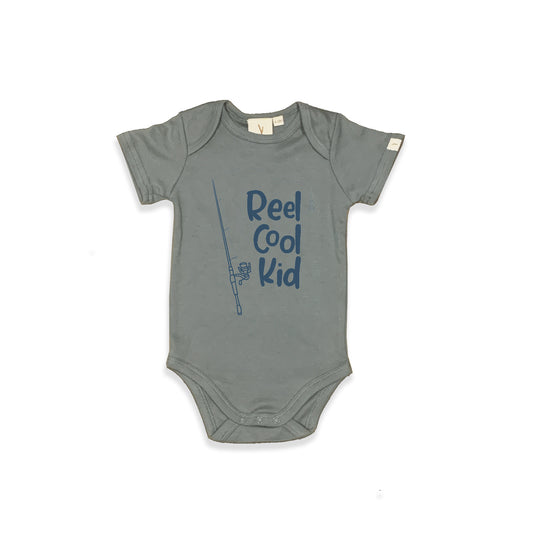 REEL COOL KID SHORT SLEEVE BODYSUIT - STONE COLOUR