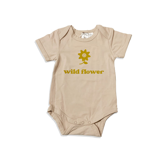 WILD FLOWER SHORT SLEEVE BODYSUIT - SAND COLOUR