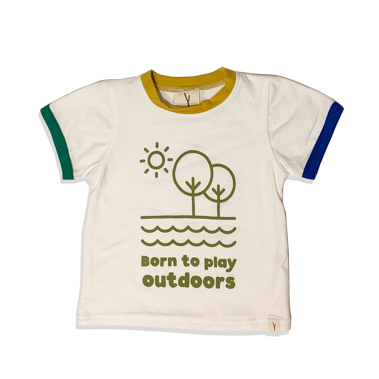 BORN TO PLAY OUTDOORS KIDS T-SHIRT - IVORY